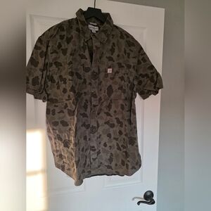 Carhartt Men's Green Camouflage Button Down Shirt